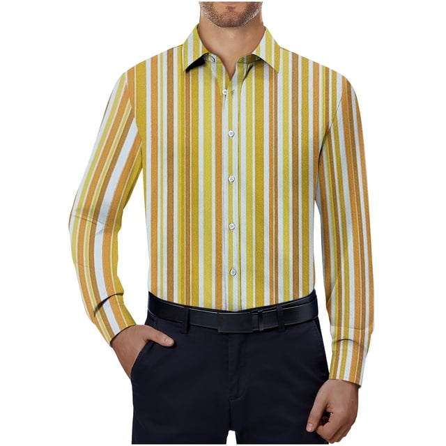 RXIRUCGD Chemise à Manches Longues Imprimée Rayée Coupe Ajustée à la Mode pour Hommes, Multicolore, Taille : 5TG