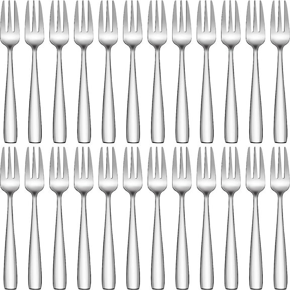 24 Piece Dessert Forks Stainless Steel Cocktail Forks Appetizer Forks,5.4 Inch Small Forks Silverware Forks,3-Tine Mini Salad Fruit Forks,Mirror Polished,Dishwasher Safe