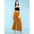 thumbnail image 5 of Made by Johnny Women's Pleated Wide Leg Palazzo Pants with Drawstring ONESIZE MUSTARD, 5 of 6