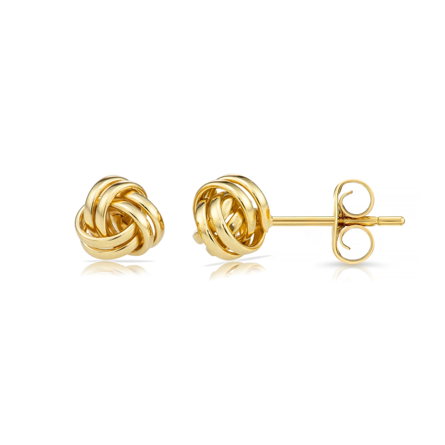 Tilo Jewelry 10K Yellow Gold Classic Polished Love Knot Stud Post Earrings with Secure Push-Backs | 7MM | Women & Unisex