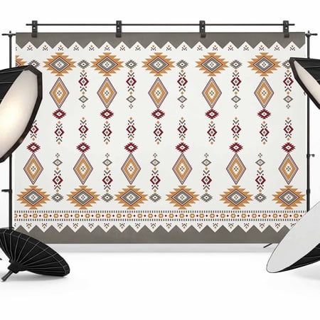 Vintage Southwest Backdrop for Photography Gray Boho Geometric Tribal Style Photo Backdrop Portrait Background Party Banner Photo Backgrounds for Studio Booth Props 7x5ft