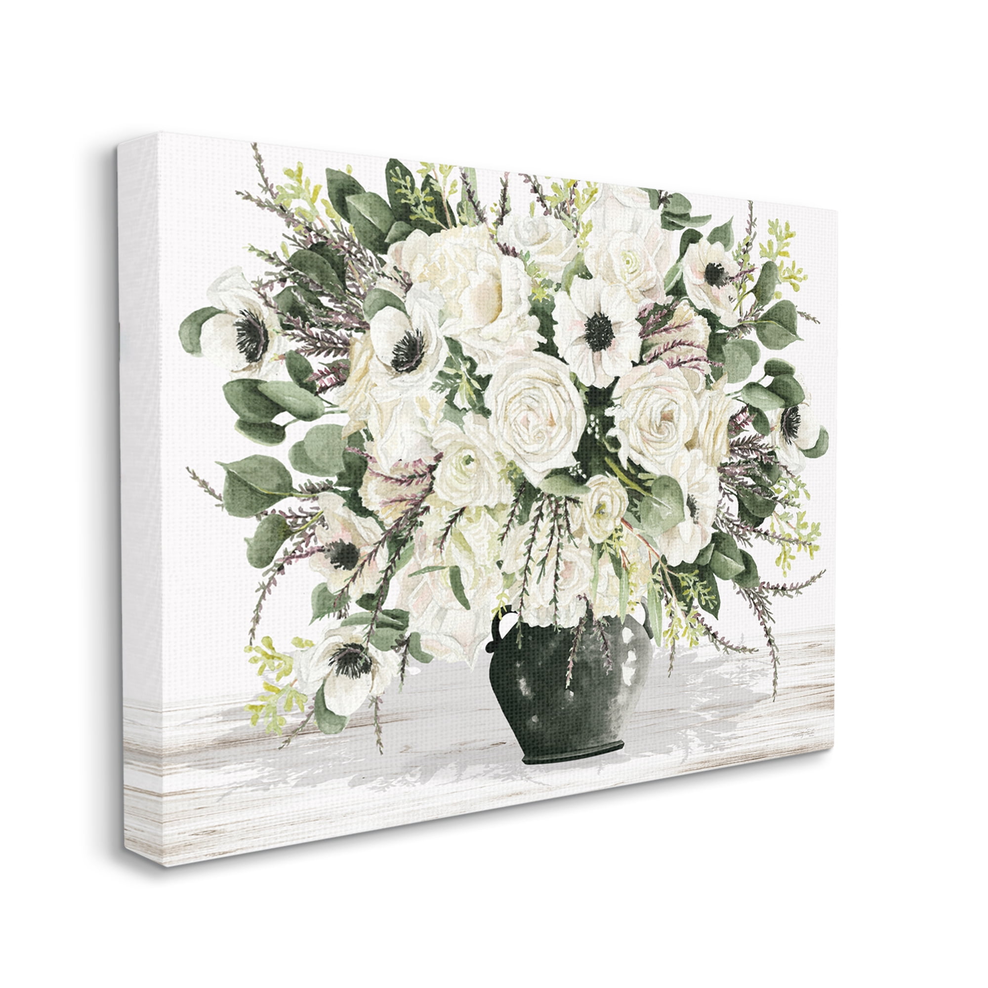 Stupell Industries White Blooming Blossoms Botanical & Floral Painting Gallery Wrapped Canvas Art Print Wall Art, 20 x 16