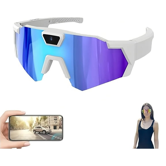 4K HD first-person view sports glasses (with camera), baseball glasses, smart camera glasses, suitable for outdoor sports.