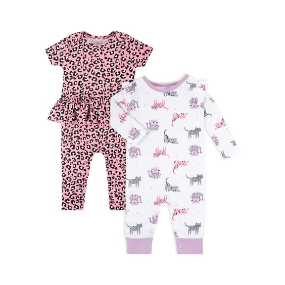 Little Star Organic Baby Girl 2 Pk Rompers, Size Newborn - 24 Months
