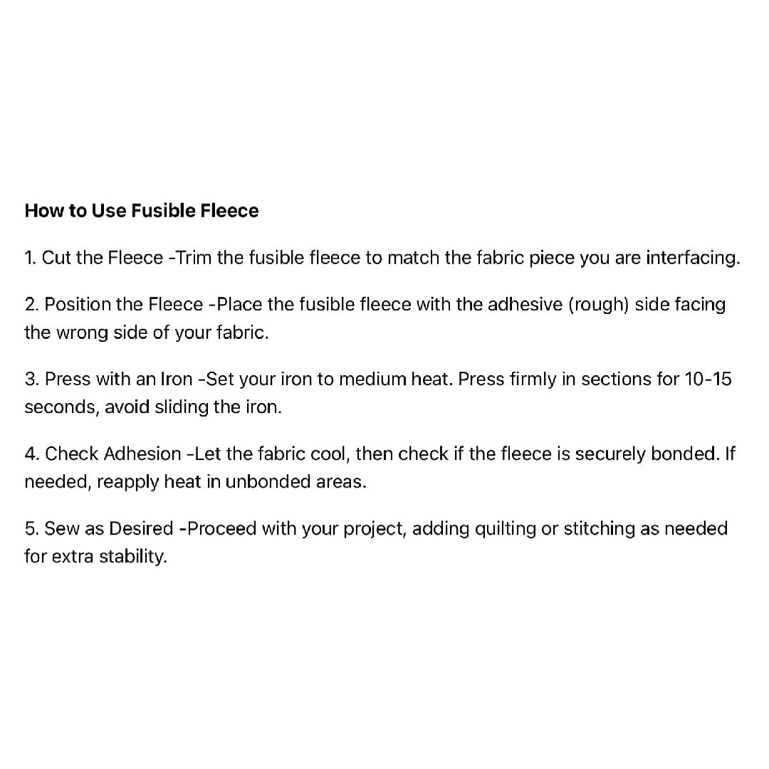Fusible Fleece Medium Weight 15" x 10 yd