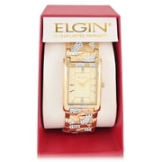 Elgin Adult Mens Tank Case Watch with Crystal and Brushed Bark Bracelet . (FG180033)