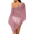 thumbnail image 4 of Sewkxo Women Sheer Poncho Top Lightweight Knit Crochet Shrug Bolero Mesh Batwing Sleeve Sweater Cover Up Beachwear,Brown One Size, 4 of 4