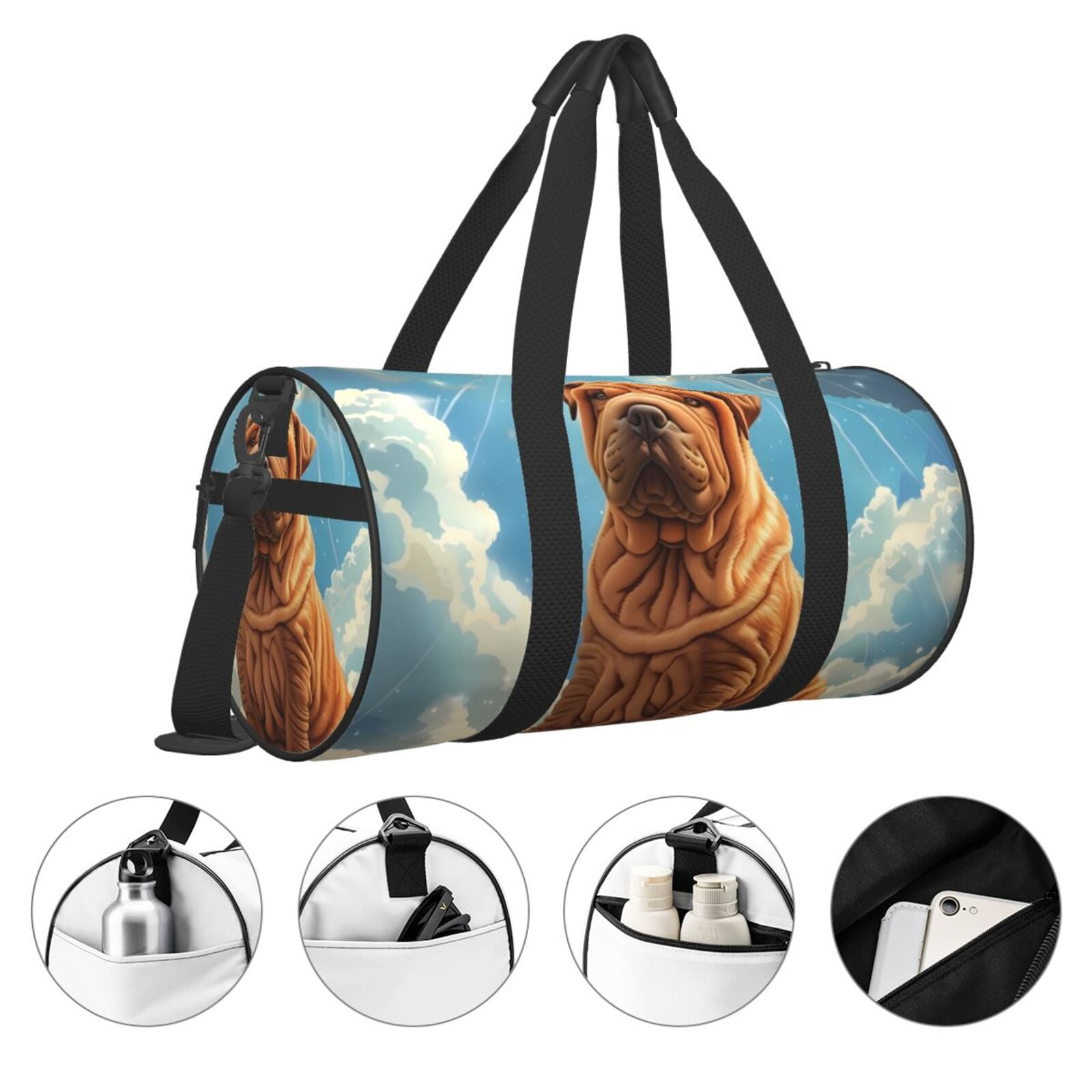 Vsdgher Sunshine Cloud Bulldog 45L Foldable Duffel Bag, Sports Gym Bag,Overnight Bag, Portable Weekender Bag for Airplanes