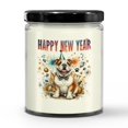 thumbnail image 3 of Happy New Year with Bulldog Fireworks Holiday Xmas Winter 2025 Soy Wax Candle Dog Lover Gifts Idea 16oz White Vanilla Candle - 00025, 3 of 5