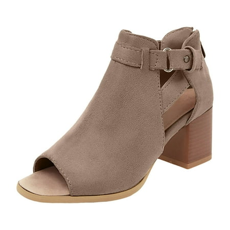 GHSOHS Boots for Women Wide Calf Boots Ankle Booties Shoes Womens Dress Boots Heeled Sandals for Women Sexy Block Heels Boots Zip Back Ankle Strap Comfort Open Toe Sandal Summer Dress Shoes Size 9