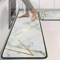 thumbnail image 2 of Kitchen Rugs Sets Of 2,White Gold Marble Pattern Anti Fatigue Kitchen Mat Rugs Non Slip Washable,Decorative Kitchen Floor Mats for Kitchen,Sink,Laundry,17"x47"+17"x47", 2 of 5