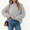 thumbnail image 5 of Tusihei Women Oversized Cable Knit Sweater Long Sleeve Chunky Pullover Tops Casual Fall Winter Cozy Knitwear Loose Fit Sweaters for Women, Gray 2XL, 5 of 5