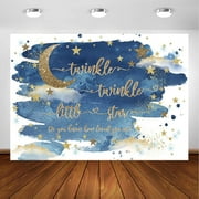 Twinkle Twinkle Little Star Backdrop for Boy Gold and Blue Twinkle Boy Baby Shower Photography Background Glitter Star Baby Shower Party Decorations Banner Supplies Photo Booth Props