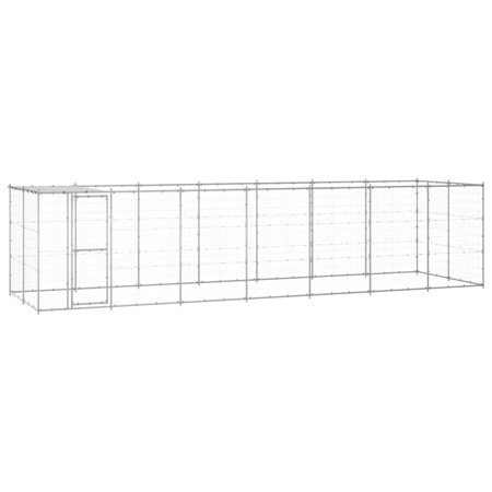 Wobythan Outdoor Dog Kennel Galvanized Steel with Roof 182.3 ft?