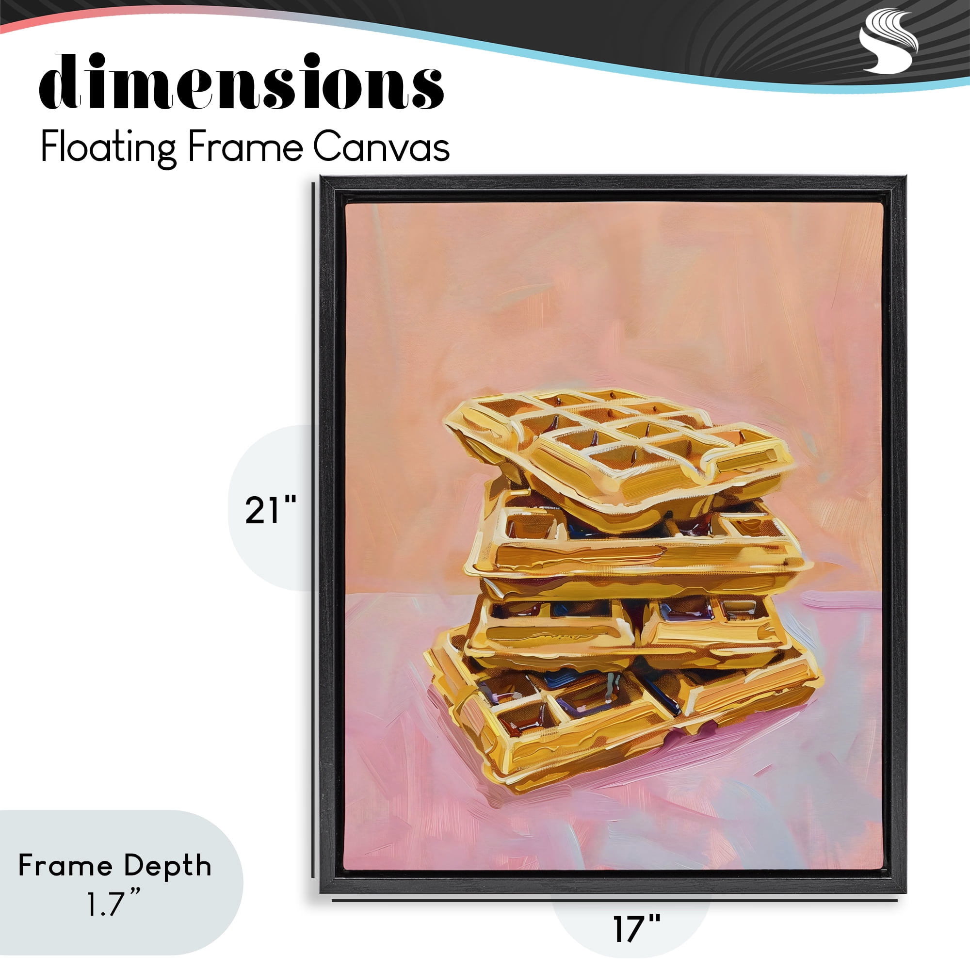 Stupell Industries Stack of Fluffy Waffles Black Framed Floater Canvas Wall Art, design by The Prints Vibe
