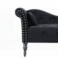 thumbnail image 3 of Aijia 60.6" Velvet Chaise Lounge with Wood Legs & Pillow, Elegant Retro Style, 3 of 6