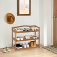 thumbnail image 2 of Costway 3-Tier  Wood Shoe Rack Solid Acacia Wood Shoe Shelf with Side Metal Hooks, 2 of 10