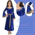 thumbnail image 7 of Xnihocha Big Girls Medieval Princess Maxi Dress Renaissance Long Bell Sleeve Vintage Retro Ball Gown Blue 12, 7 of 7