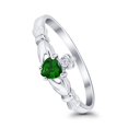 thumbnail image 4 of Claddagh Heart Promise Ring Green Emerald CZ 925 Sterling Silver Size 7, 4 of 7