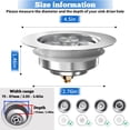 thumbnail image 6 of 1 pcs 3 in 1 Kitchen Sink Drain Strainer Stopper, Brushed Stainless Steel SUS 304 Pop Up Sink Drain Stopper for Standard 3-1/2 Inch Drain Anti-Clogging Odor Prevention, 6 of 9