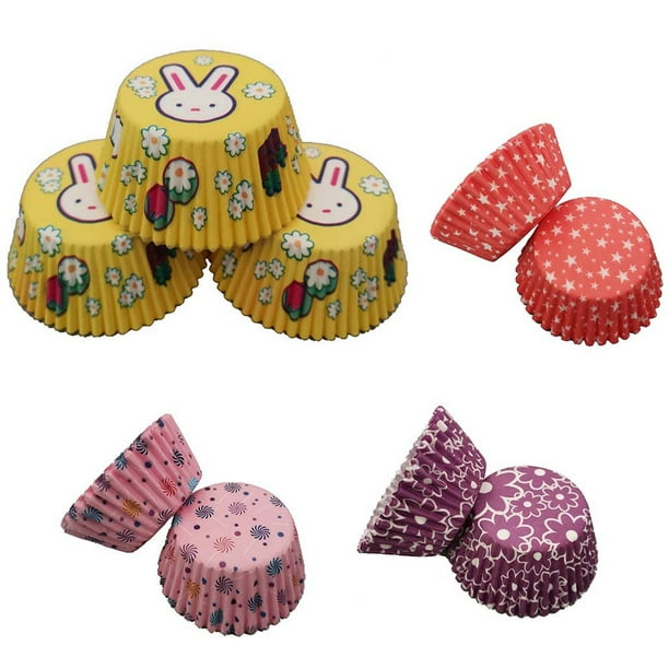 Fiudx Moldes Coloridos para Cupcakes, Elegante Diseño Cortado a Láser, Papel Perlado, Perfectos para Bodas o Fiestas de Cumpleaños, Paquete de 100, Amarillo y Rojo, 5 X 6 X 3 Cm.