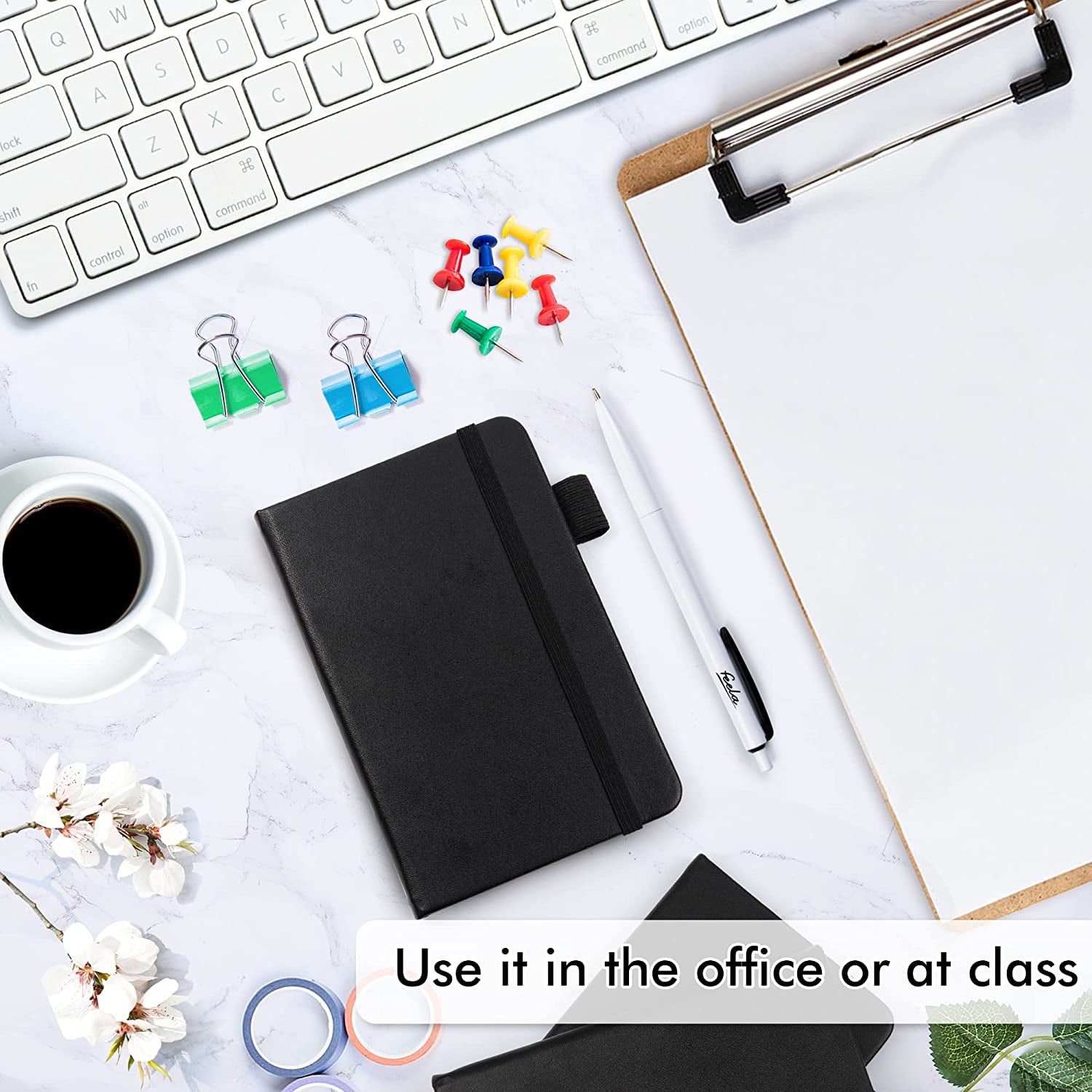 Feela 3-Pack A6 Mini Notebooks with Pens, Hardcover, College