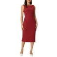 thumbnail image 2 of INSPIRE CHIC Women's Boat Neck Sleeveless Midi Formal Mother's Day Dress Red M, 2 of 5