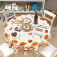 thumbnail image 7 of Fall Floral Round Tablecloth 60 Inch,Watercolor Orange Wildflowers Autumn Reusable Washable Polyester Table Cover Seasonal Indoor Outdoor Dining Decorations for Home Party Picnic, 7 of 7