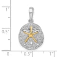 thumbnail image 3 of Finest Gold 14K Sterling Silver TWo-Tone Textured Sand Dollar with Starfish Pendant, 3 of 4