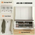 thumbnail image 7 of Kadyn Coat and Hat Hanger Organizer Rack,Coat Rack,Coat Stand,Coat Hanger Tree,3-in-1 Hall Tree with Shoe Storage, Coat Rack with Bench, 5 Hooks, White Wood Grain, 7 of 7