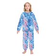 thumbnail image 2 of Fluffy Pajamas Set Fuzzy Winter Warm Pj Sets Pullover Tops and Long Pants Watercolor Kelp Pattern Large, 2 of 8