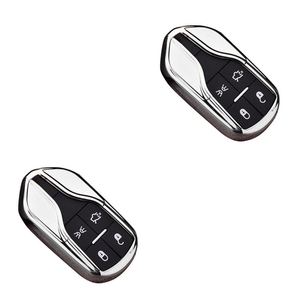 Kenally Car Key Case FOB Holder Reemplazo para Quattroporte Levante Smart Key Case Cover Car Styling Plata 2piezas Kenally CBP064141