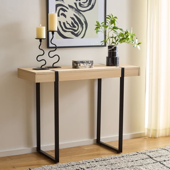 Safavieh Klausner Modern Wood and Metal Console Table, Sand/Black