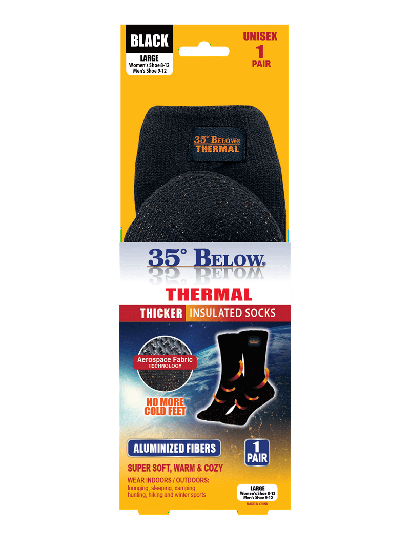 35° Below Thermal Crew Socks for Cold Weather Warm, Large Size