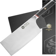 Kessaku Meat Cleaver Butcher Knife - 7 inch - Spectre Series - Heavy Duty - Razor Sharp - Forged Japanese AUS-8 High Carbon Stainless Steel - Spanish Pakkawood Handle with Blade Guard