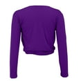 thumbnail image 4 of TODOZO Crop Tops for Women Trendy Summer 3/4 Length Sleeve Womens Tops Womens Summer Tops Backless Pleated Women's Deep V Neck Slimming and Slimming Base Shirt Top Purple M, 4 of 9