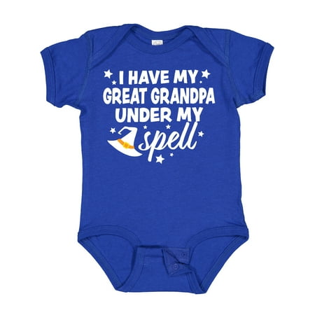 

Inktastic I Have My Great Grandpa Under My Spell with Cute Witch Hat Gift Baby Boy or Baby Girl Bodysuit
