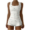 thumbnail image 7 of SCSAlgin Womens Pajama Sets Casual Sleeveless Tank Top and Shorts Ribbed Knit 2 Piece Lounge Set, 7 of 7