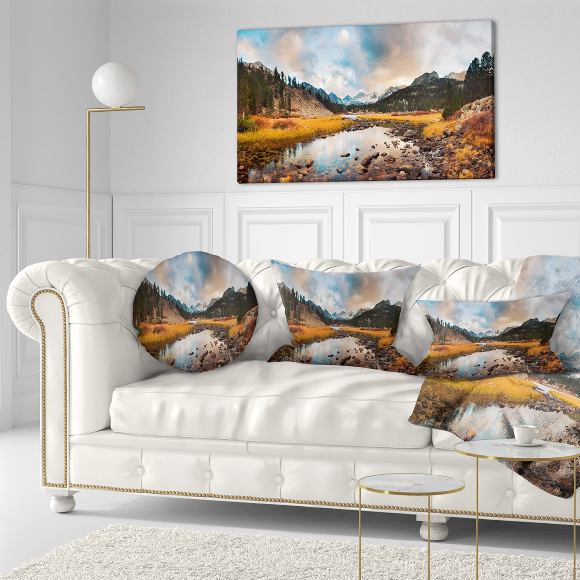 Design Art Designart Rocky Lake Sunset Panorama Modern Seashore Throw Pillow Walmart Com Walmart Com