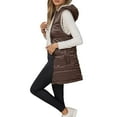 thumbnail image 3 of CUZIBR Women'S Sweaters Hooded Quilted Vest Thick Warm Fuzzy Wool Lined Solid Color Sleeveless Jacket With Pockets Stylish Casual Outerwear Coat Fall Fashion Outfit,Coffee,M, 3 of 7