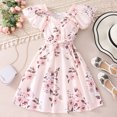 thumbnail image 2 of Floral Dress For GirlsSummer Dress For Girls Sundress Flutter Sleeve Dress A-Line Beach Easter Outfit Holiday Party Thanksgiving Casual Fashion Outfits #Pink 7-8 Years, 2 of 7