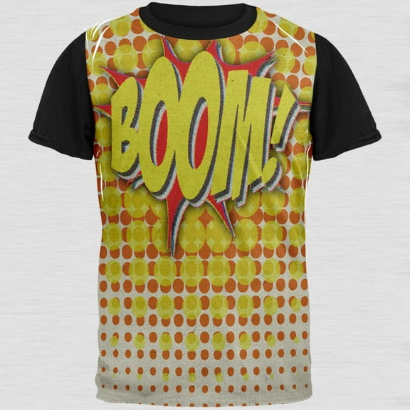 BOOM Comic Book Super Hero Adult Black Back T-Shirt