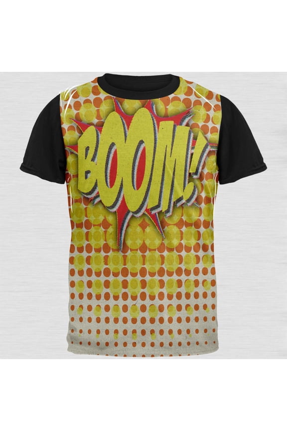 BOOM Comic Book Super Hero Adult Black Back T-Shirt