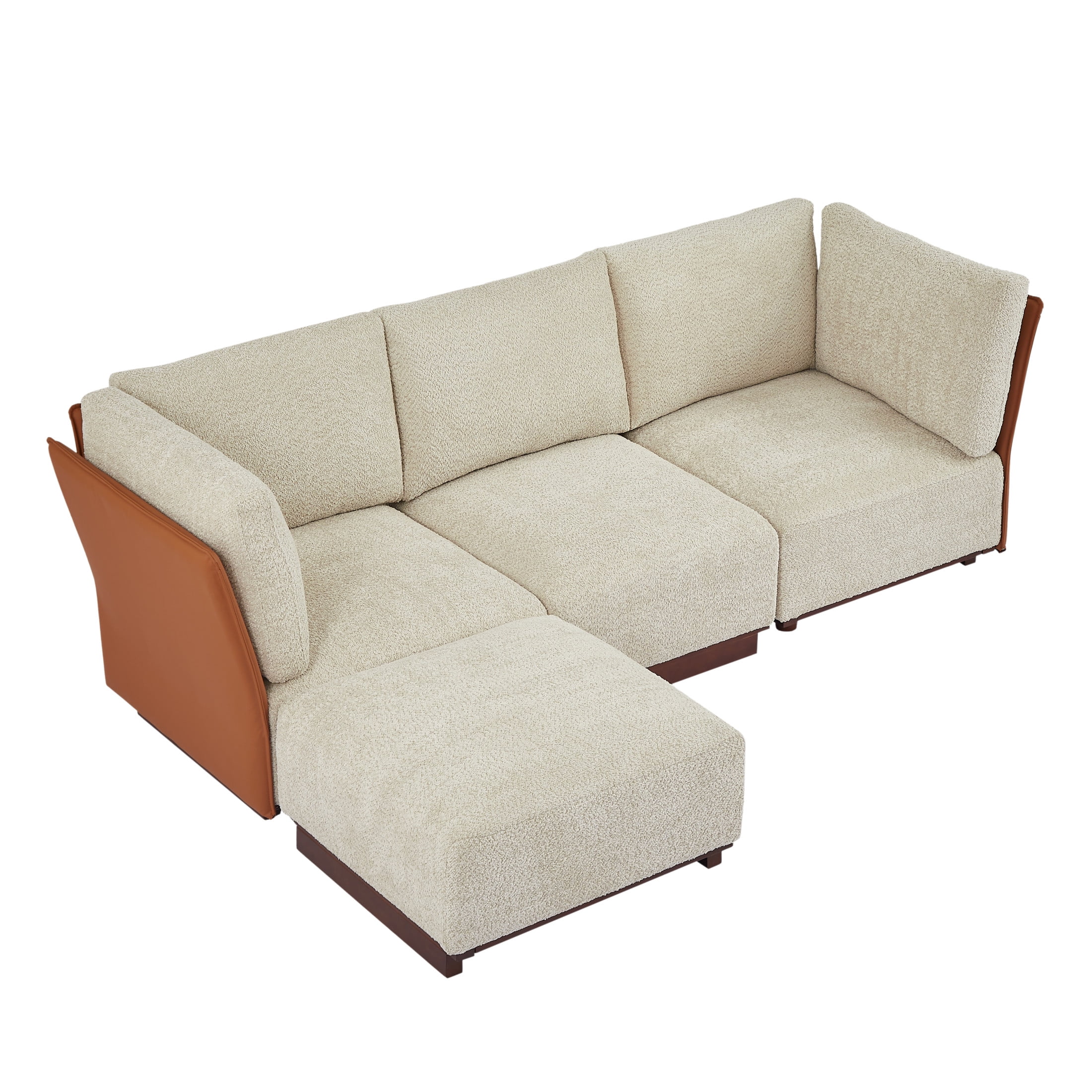 Christopher Knight Home 4-Piece Boucle Modular Sectional Sofa with Ottoman for Living Room, Sesame