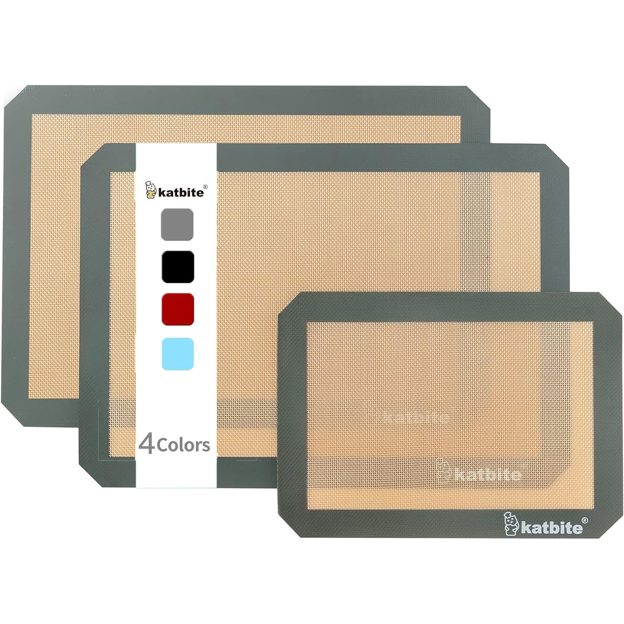 Katbite Silicone Baking Mat Set 11.6 in x 16.5 in Reusable & Nonstick Bakeware Liners 3 Pieces