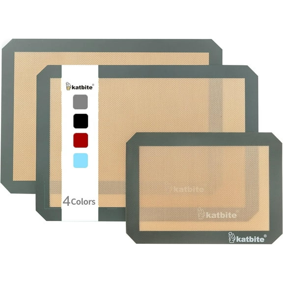 Katbite Silicone Baking Mat Set 11.6 in x 16.5 in Reusable & Nonstick Bakeware Liners 3 Pieces