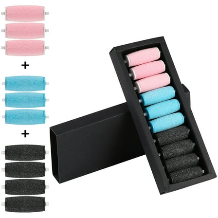 Topboutique Extra Coarse Replacement Roller Refill Heads for Scholl Velvet Smooth Wet & Dry Electronic Foot File (Pack of 10) Black,Pink & Blue