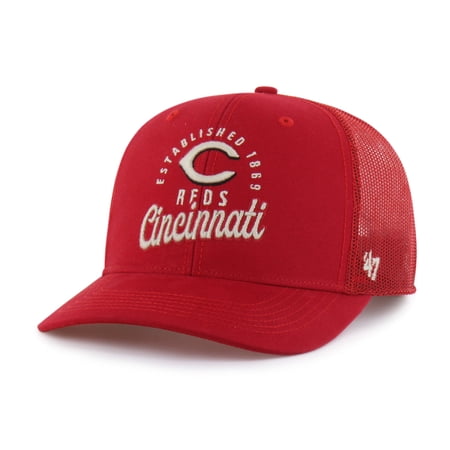 Men s 47 Red Cincinnati Reds Pitstop Trucker Adjustable Hat