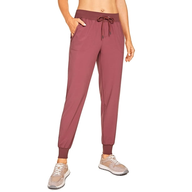 cRZ YOgA Womens Lightweight Workout Joggers 275 - Travel casual Outdoor  Running Athletic Track Hiking Pants with Pockets Misty Merlot X-Large