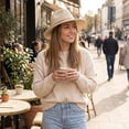 thumbnail image 4 of Packable Knit Fedora Hat, Soft Foldable Sun Hat,Lightweight Breathable Summer Hats for Women Beach(Q), 4 of 7